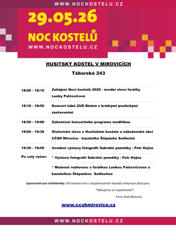 Program Noci kostelů 2026